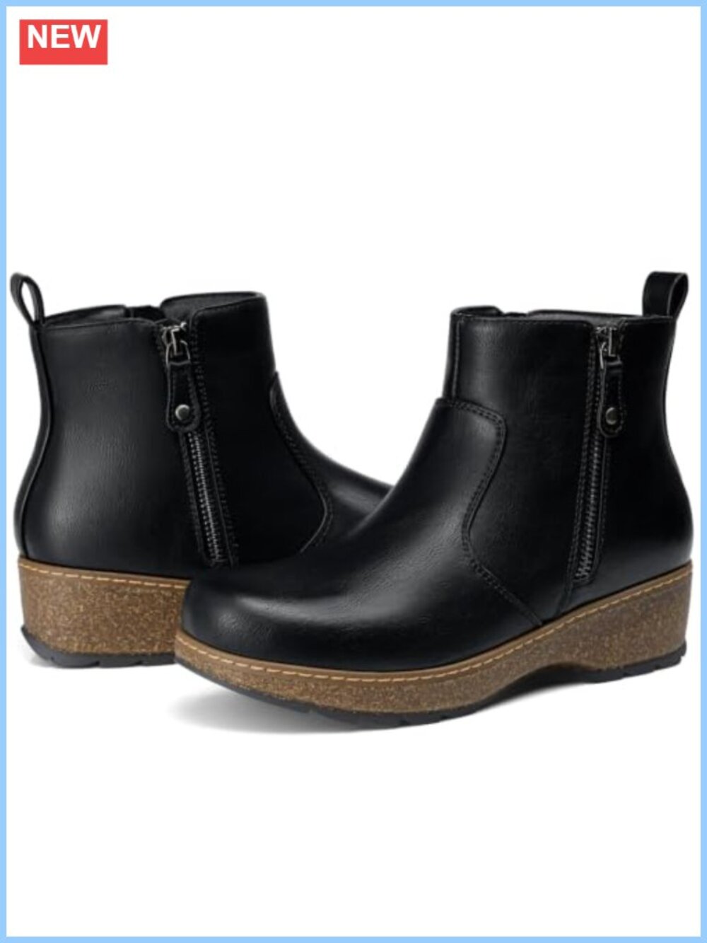 Women's Faux Leather Ankle Boots Low Wedge Heel